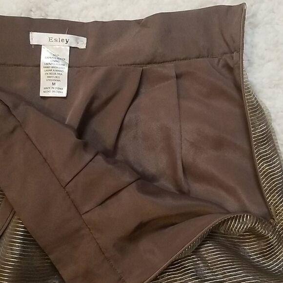 Mocha skirt with Gold Stripe Overlay - Picture 4 of 5